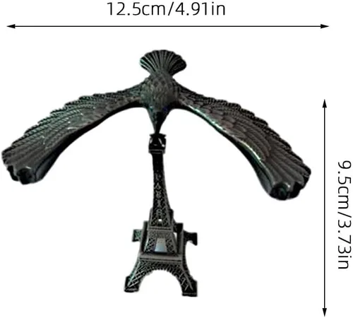 Vista 2 de Veemoon Decoración de pájaro de equilibrio de metal, torre Eiffel, ornamento de pájaro, decoración coleccionable de escritorio, estuado, ciencia