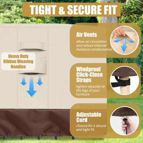 Vista 5 de Fundas para muebles de patio, fundas impermeables de protección para exteriores, fundas impermeables de uso general, funda para mesa exterior