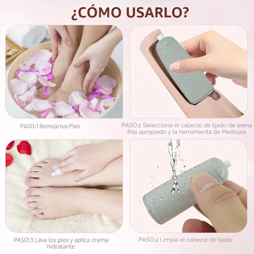 Vista 6 de Haootadiy - Quitadores eléctricos de callos para pies, kits de pedicura para eliminar callos de pies eléctricos recargables con 12 en 1, elimina