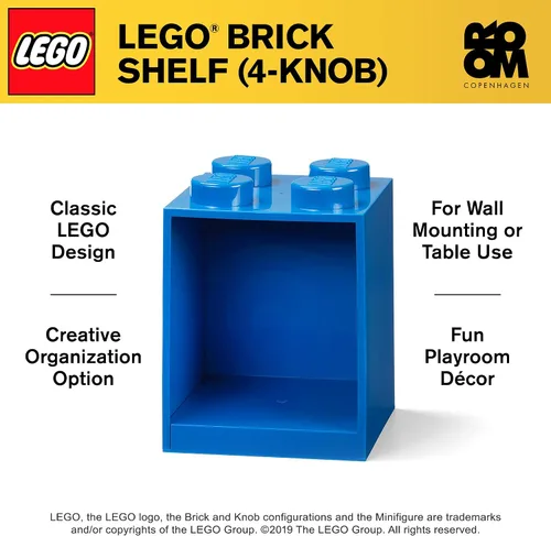Vista 4 de Room Copenhagen Juego de ladrillos Lego con estantes de caja de 4 pernos y 8 pernos, color azul