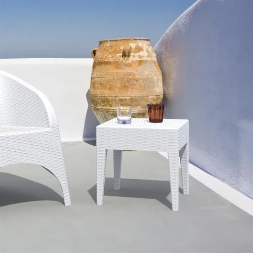 Vista 2 de Miami Square resina de mesa auxiliar (18" H x 18" W x 18" D), color blanco