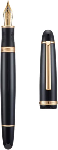 Vista 8 de Jinhao X350 - Pluma estilográfica mediana con convertidor, color negro con clip dorado
