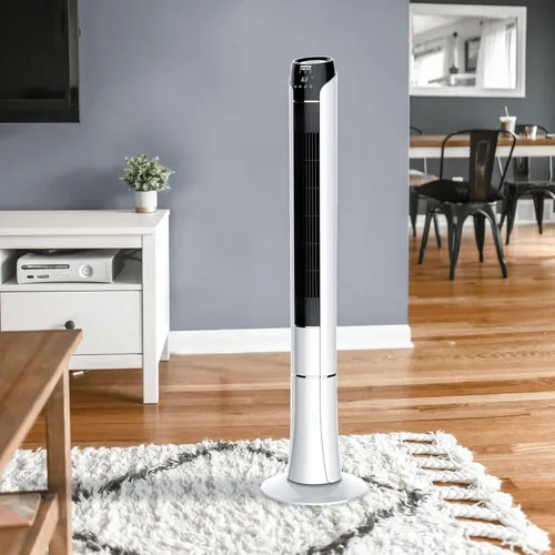 Vista 2 de Ventilador de torre de 48 pulgadas con control remoto, ventilador silencioso para dormitorio y hogar Tower fan with remote featuring 3 wind modes