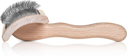 Vista 9 de Chris Christensen Mark VI - Cepillo deslizante de espalda curvada para perros, pasadores de 0.472 in, mango ergonómico de madera de haya ligera