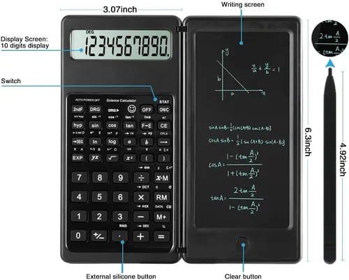 Vista 3 de Calculadoras científicas, calculadora para la escuela, pantalla grande de 10 dígitos, Calculadora científica con bloc de notas, calculadora