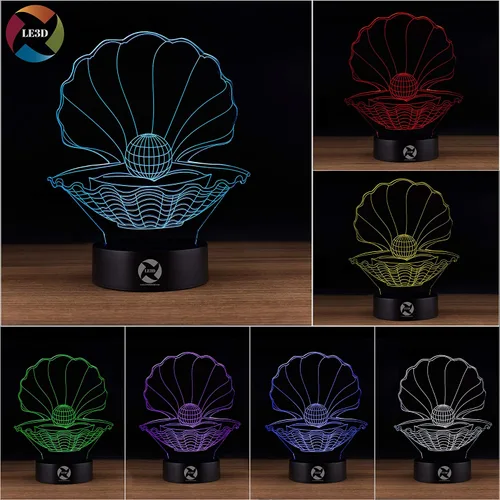 Vista 3 de Luz nocturna de ilusión óptica 3D – Lámpara de 7 LED que cambia de color – Luz suave fría segura para niños – Solución para pesadillas – Vieira