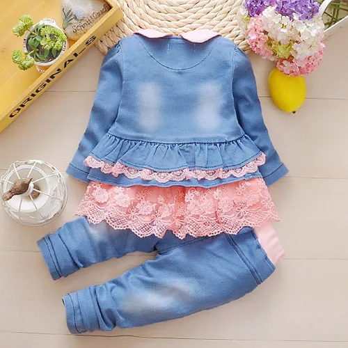 Vista 4 de 19.7 ft-4years - Conjunto de ropa de mezclilla para niñas y bebés (3-4, naranja), Naranja