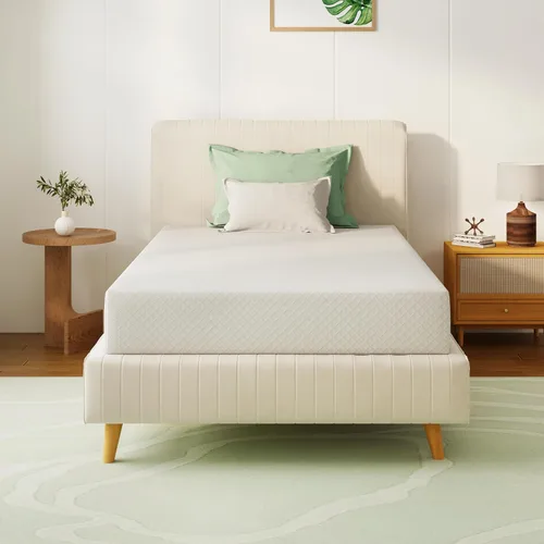Vista 18 de Colchón individual de 5 pulgadas de espuma viscoelástica de té verde para un sueño fresco y alivio de la presión, sensación firme media, sin fibra