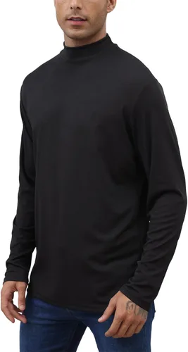 Vista 3 de Suéter de manga larga con cuello alto para hombre, básico, ligero, cómodo, suave, de punto, térmica