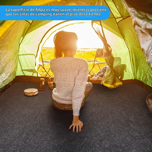 Vista 6 de Alfombra de Carpa para Acampar, Alfombra Impermeable para Tienda Interior/Exterior, Forro Protector Impermeable que te Mantiene Caliente y Seco Gris