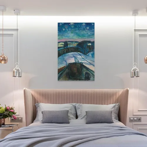 Vista 8 de Devinee Póster de Edvard Munch-La noche estrellada para pared, póster impreso en lienzo para decoración de dormitorio, sala de estar, 08 x 12