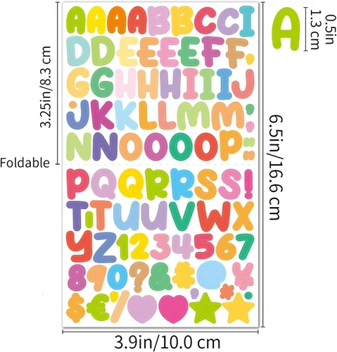 Vista 2 de 5400 calcomanías de letras, 60 hojas de calcomanías del alfabeto, vinilo de 0.5 pulgadas, autoadhesivas, varios colores, números de buzón