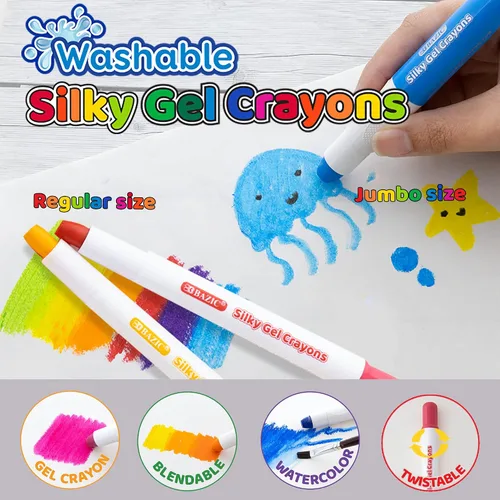 Vista 2 de BAZIC PRODUCTS 12 crayones de gel de colores, 12 unidades, fórmula de gel sedoso, para niños, arte para colorear en la escuela
