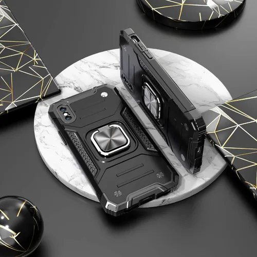 Vista 2 de Funda protectora ligera para iPhone Xs con protector de pantalla, absorción de golpes, resistente a prueba de caídas con soporte para automóvil