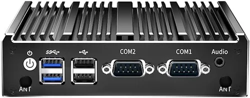 Vista 3 de Mini PC sin ventilador, PC industrial, mini computadora de doble núcleo N2840, 4K HD+VGA, 2Gigabit Ethernet, USB, Mini PC de escritorio 2 RS232 COM