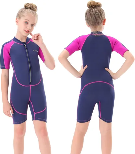Vista 6 de Seaskin Traje de neopreno para niños para niños y niñas, 2 mm con cremallera frontal, trajes cortos de neopreno, 3 mm con cremallera trasera, traje