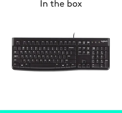 Vista 10 de K120 teclado ergonómico de escritorio con cable USB negro, Negro