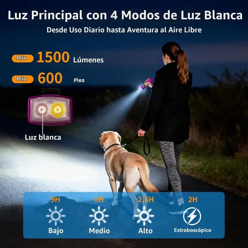 Vista 3 de Linterna EDC recargable de 365 nm con RGB, mini linterna LED magnética de 1500 lúmenes, linterna de bolsillo con memoria de modo para trabajar
