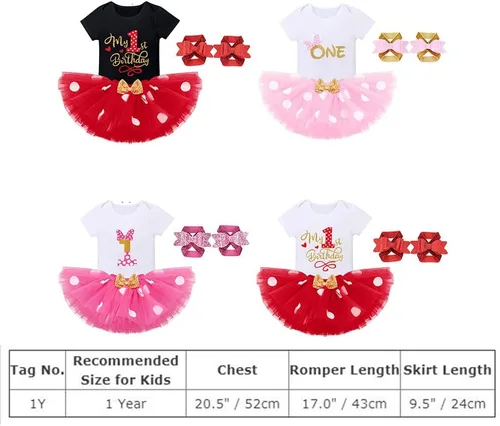 Vista 6 de IBTOM CASTLE Vestido de 1er cumpleaños para niñas con diseño de pastel y falda tutú de lunares, sandalias descalzas para fotografía