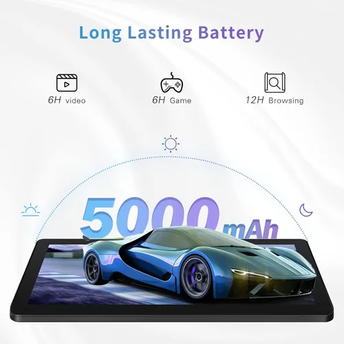 Vista 5 de Tablet de 10 pulgadas, tableta Android con 2 GB de RAM 32 GB, cámara dual de 2 MP+8 MP, procesador de cuatro núcleos, pantalla IPS HD de 1280 x 800