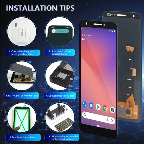 Vista 5 de Pantalla para Google Pixel 3A OLED Reemplazo de pantalla táctil LCD digitalizador Asamblea para Google Pixel 3A G020A G020E G020B LCD