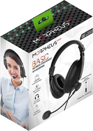 Vista 7 de Morpheus 360 Auriculares estéreo multimedia básicos - Micrófono ajustable - Diseño ligero y cómodo - Almohadillas de cuero ecológico suave - Sobre