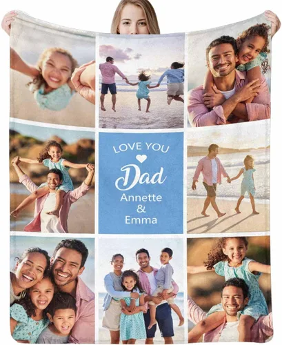 Vista 46 de D-Story Manta personalizada con fotos, manta de fotos personalizada con cualquier texto, manta de forro polar personalizada para cama, sofá