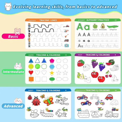 Vista 4 de Libro de trabajo educativo de actividades de aprendizaje preescolar: libros de trazado de escritura a mano preescolar Materiales de aprendizaje