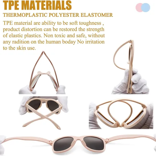 Vista 6 de COASION Bendable Flexible Polarized Newborn Baby Sunglasses with Silicon Strap for Infant Boys Girls Age 0-12 Months CA9042