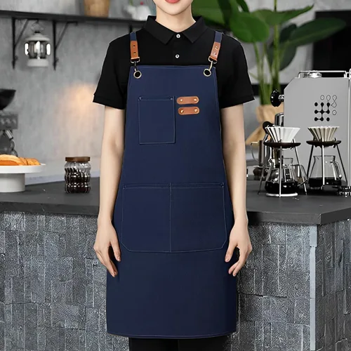 Vista 6 de Delantal personalizado para hombres y mujeres, delantales de lona de cocina personalizados con bolsillos, nombre, texto, logotipo, imagen