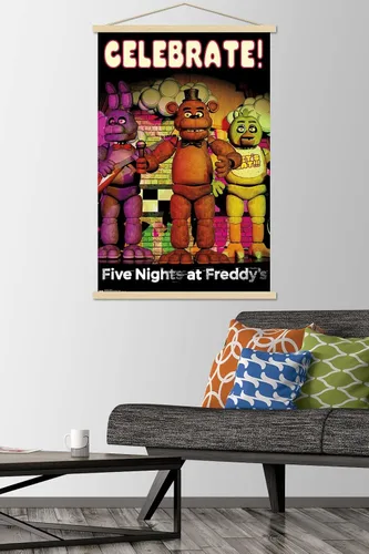 Vista 2 de Trends International Five Nights at Freddy's - Póster de pared de celebración, 22.375 x 34 pulgadas, paquete de impresión premium y colgador