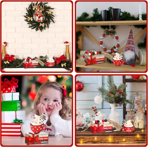 Vista 7 de Bucherry Bandeja escalonada de Navidad, 5 piezas, decoración de libros
