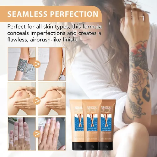 Vista 2 de Maquillaje impermeable con efecto de piernas, de larga duración, cobertura natural de piernas, base corporal para cubrir venas, tatuajes y defectos