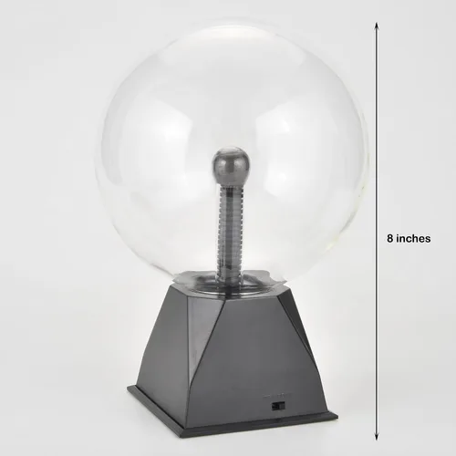Vista 2 de PowerTRC Bola de plasma, lámpara de plasma nocturna de 8 pulgadas, globo de plasma alimentado por batería que responde al tacto y al sonido