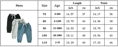 Vista 6 de XIAXAIXU Paquete de 3 pantalones deportivos de rizo sólido para bebés, pantalones deportivos casuales con cordón (azul, marrón y gris, 6-12 meses)