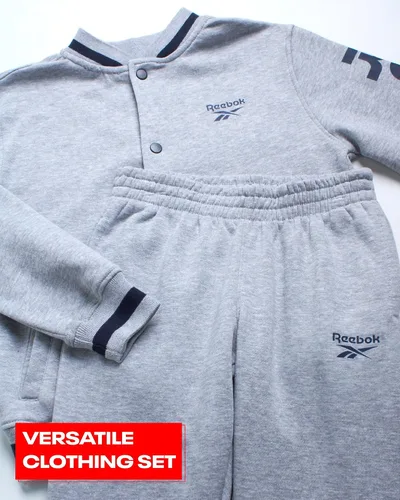 Vista 2 de Reebok Conjunto de pantalones para niño 2 piezas de chaqueta Varsity de forro polar y pantalones deportivos Sudadera y pantalones para niños
