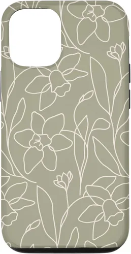 Vista 28 de Poppy Flower Line Art Modern Leaves Boho Artichoke Green Case for iPhone 17
