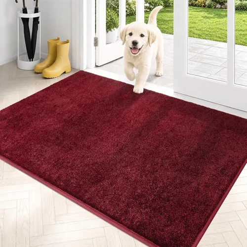 Vista 19 de PURRUGS Tapete para puerta con atrapamiento de suciedad, 20 x 31.5 pulgadas, antideslizante, lavable a máquina, tapete para puerta de perro, tapete