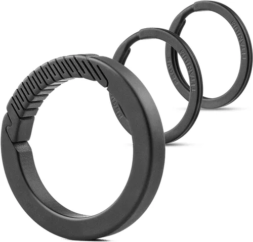 Vista 12 de FEGVE Carabiner Keychain Clip with 2 Key Rings, Titanium Quick Release Keychain Small Carabiner Clip for Keys
