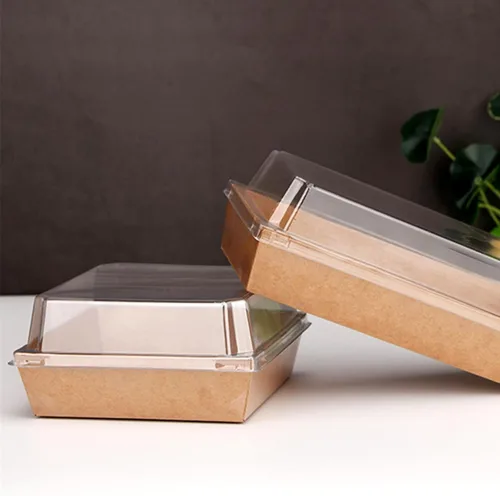 Vista 7 de Paquete de 40 cajas de papel para embutidos con tapas transparentes, 7 x 5 pulgadas, contenedor desechable marrón para panadería, cajas para llevar
