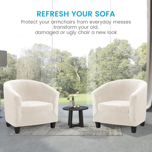 Vista 2 de Funda de terciopelo para silla de club, fundas para sillón de sala de estar, funda elástica para sofá de bañera, fundas redondas para sillón de sala