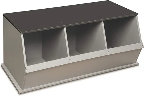 Vista 9 de Badger Basket Organizador apilable de almacenamiento de juguetes de 3 cubos y cubículo para niños, cubos de plástico duraderos, almacenamiento