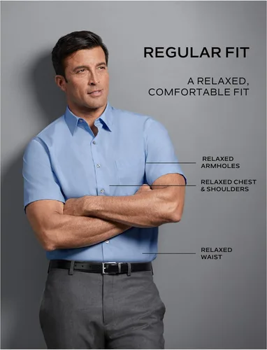 Vista 5 de Van Heusen Camisa de vestir de manga corta para hombre, ajuste regular, popelina sólida