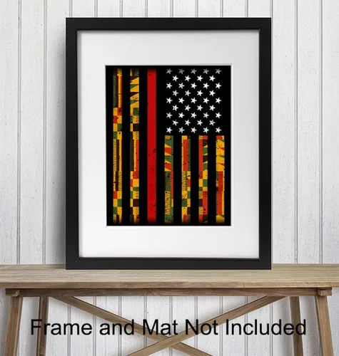 Vista 3 de Bandera Kente del Orgullo Afroamericano - Póster fotográfico de 8 x 10 pulgadas, regalo patriótico para profesores, derechos civiles, fanáticos