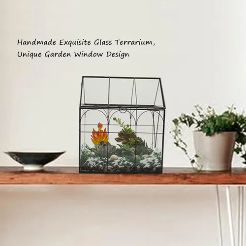 Vista 7 de Vidrio de terrario para invernadero de plantas grandes y altas con tapa, 8.7 x 5.9 x 10.6 pulgadas, kit de terrario de cactus suculentos