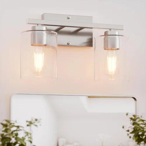 Vista 9 de Honesorn Lámparas de baño de 4 luces, luz de tocador de baño, color negro mate, accesorios de iluminación modernos con pantalla de vidrio