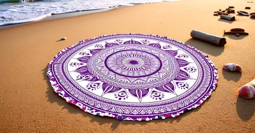 Vista 35 de Tapiz redondo de mandala indio, manta de playa, mantel de algodón gitano hippie bohemio, toalla de playa, esterilla de yoga