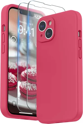 Vista 29 de SURPHY Compatible con iPhone 14 Funda con protector de pantalla (protección para la cámara y forro de microfibra suave) Funda de silicona líquida