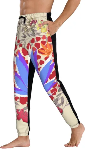 Vista 4 de Pantalones deportivos con estampado floral de calavera para hombre, pantalones deportivos divertidos y casuales para entrenamiento