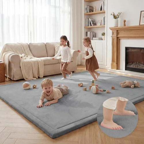 Vista 55 de Huloo Sleep - Tapete de juego para la habitación de bebés y niños pequeños, anticaídas, de espuma elástica de 1.3" de grosor, 28" x 72", terciopelo